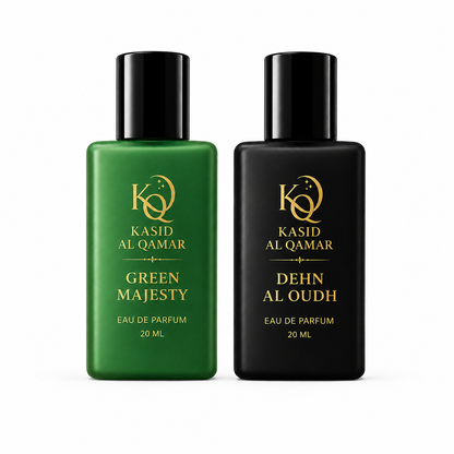 Kasid Al Qamar Dehn Al Oudh, Green Majesty Perfume Spray Combo 20ml each