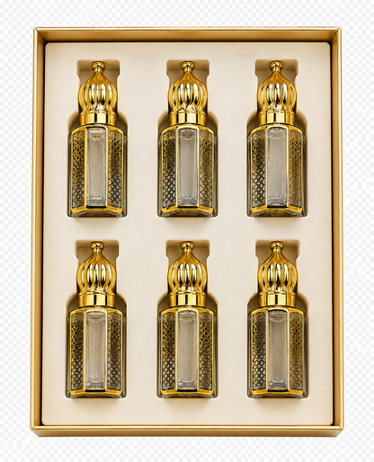 Kasid Al Qamar Luxury Attar Gift Set – 6 Premium Arabic Attars (6ml Each)