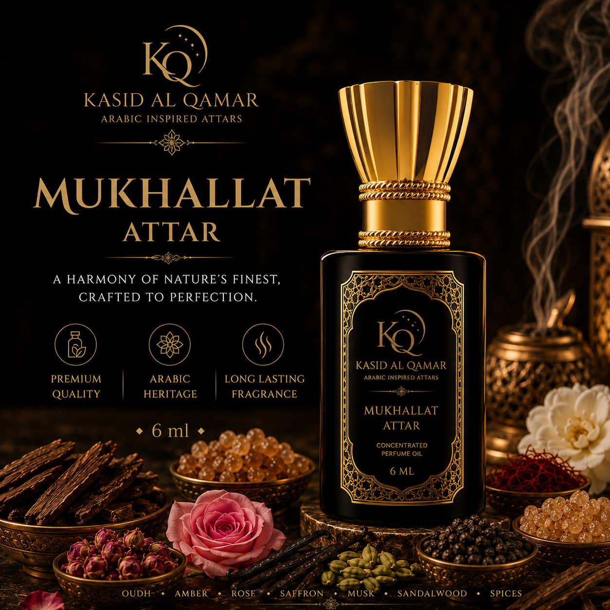 Premium Arabian Mukhallat Attar by Kasid Al Qamar