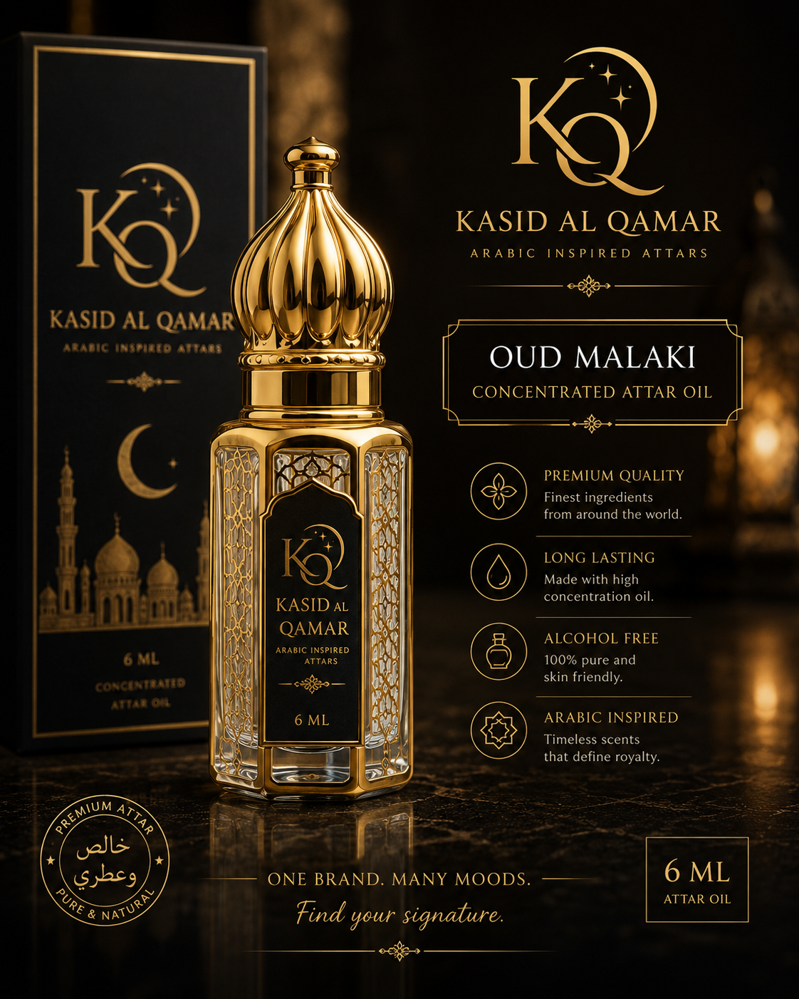 Kasid Al Qamar Oudh Malaki Premium Attar Oil